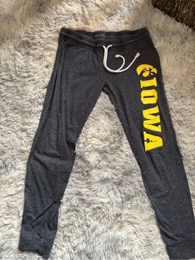 Iowa Womens Charcoal Gray Jogger Sweatpants with Yellow Logo